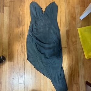 Strap Deep V Ash Grey Dress